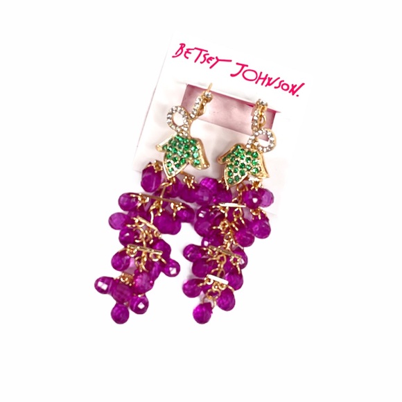 Betsey Johnson Grapes Bunches Earrings, Purple - Picture 4 of 4